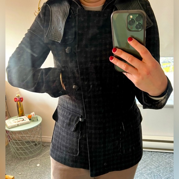 Ayres Leather and Wool Peacoat, size M/L - Picture 2 of 4